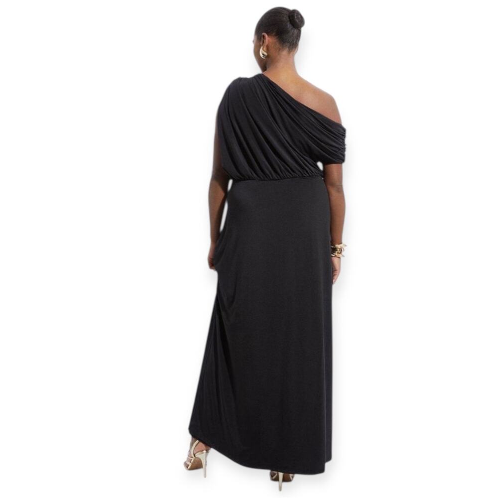 KAREN MILLEN Plus Size Slinky Drapey Jersey One Shoulder Maxi Dress Size XXL - Picture 2 of 12
